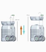 روشویی سیار کمپینگ با پدال پا و مخزن ۴۵ لیتری، دارای چرخ و ارتفاع قابل تنظیم