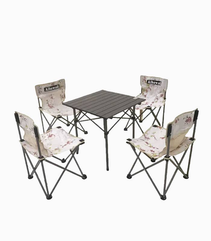 میز و صندلی تاشو کمپینگ ۴ تکه – آلومینیومی و سبک با پارچه مقاوم میز و صندلی تاشو کمپینگ ۴ تکه – آلومینیومی و سبک با پارچه مقاوم