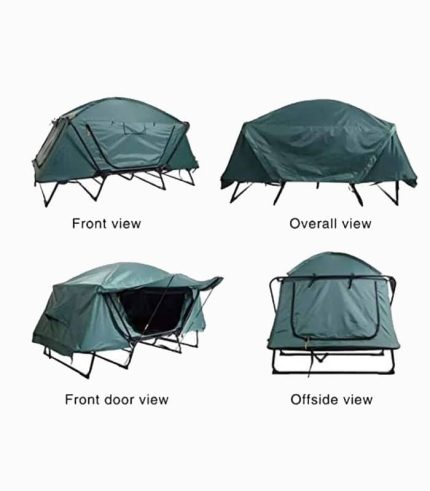 چادر تخت کمپینگ پرتابل ۲ نفره با پایه – ضدآب و مقاوم، همراه کیف حمل