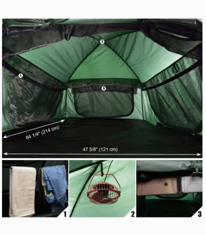 چادر تخت کمپینگ پرتابل ۲ نفره با پایه – ضدآب و مقاوم، همراه کیف حمل