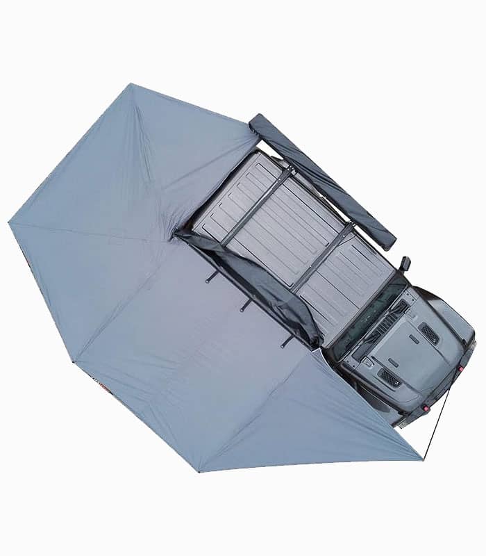 سایبان خودرو تاشو ۲۷۰ درجه چهار فصل با چراغ LED – مناسب کمپینگ و فضای باز سایبان خودرو تاشو ۲۷۰ درجه چهار فصل با چراغ LED – مناسب کمپینگ و فضای باز
