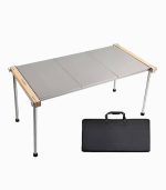 میز تاشو قابل حمل استیل ضدزنگ با کیف – مناسب کمپینگ، پیک‌نیک و باربیکیو