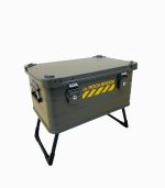 جعبه ذخیرهسازی آلومینیومی ۵۰ لیتری کمپینگ با پایه تاشو و قفل