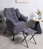 صندلی راحتی تاشو با دسته، جیب کناری و پاف زیرپایی