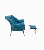 صندلی راحتی تاشو با دسته، جیب کناری و پاف زیرپایی