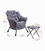 صندلی راحتی تاشو با دسته، جیب کناری و پاف زیرپایی