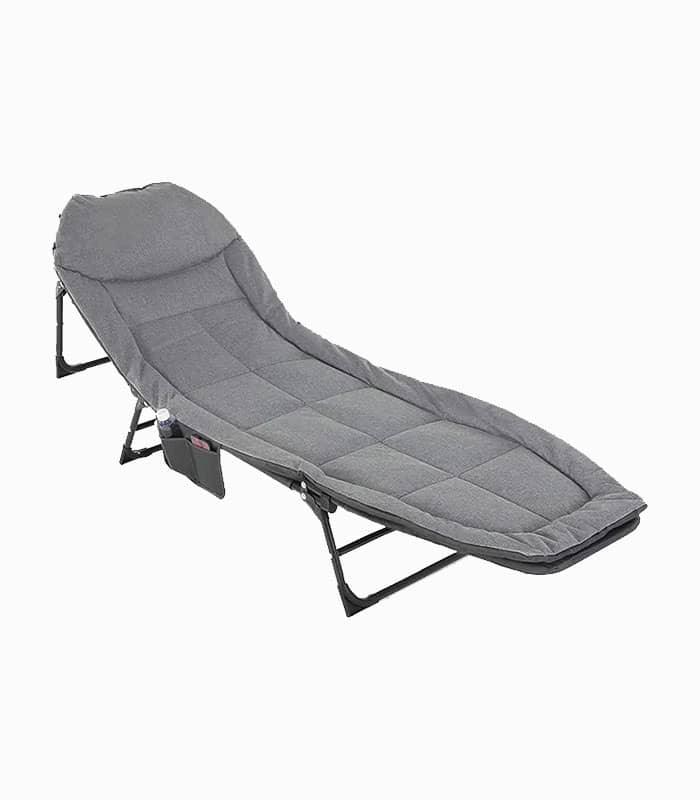 تخت تاشو کمپینگ قابل حمل با بالشت و جیب تخت تاشو کمپینگ قابل حمل با بالشت و جیب