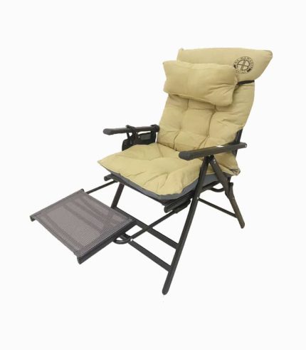 صندلی راحتی تاشو چهار فصل با بالشت و پاف زیرپایی