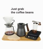 ست قهوهساز پرتابل همهکاره با کتری، آسیاب، سرور، دریپر، فیلتر و ترازو در جعبه فلزی