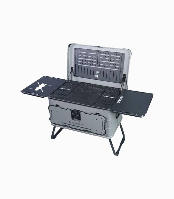 میز و جعبه چندکاره قابل حمل ۵۰ لیتری با پایه Camping Table Silver میز و جعبه چندکاره قابل حمل ۵۰ لیتری با پایه Camping Table Silver