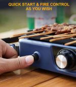 اجاق گاز کمپینگ تاشو قابل حمل دو شعله با گریل استیل ضدزنگ 16000 BTU