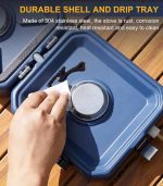 اجاق گاز کمپینگ تاشو قابل حمل دو شعله با گریل استیل ضدزنگ 16000 BTU