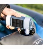 پمپ باد شارژی خورشیدی چندکاره کمپینگ با چراغ LED و پاوربانک