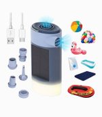 پمپ باد شارژی خورشیدی چندکاره کمپینگ با چراغ LED و پاوربانک